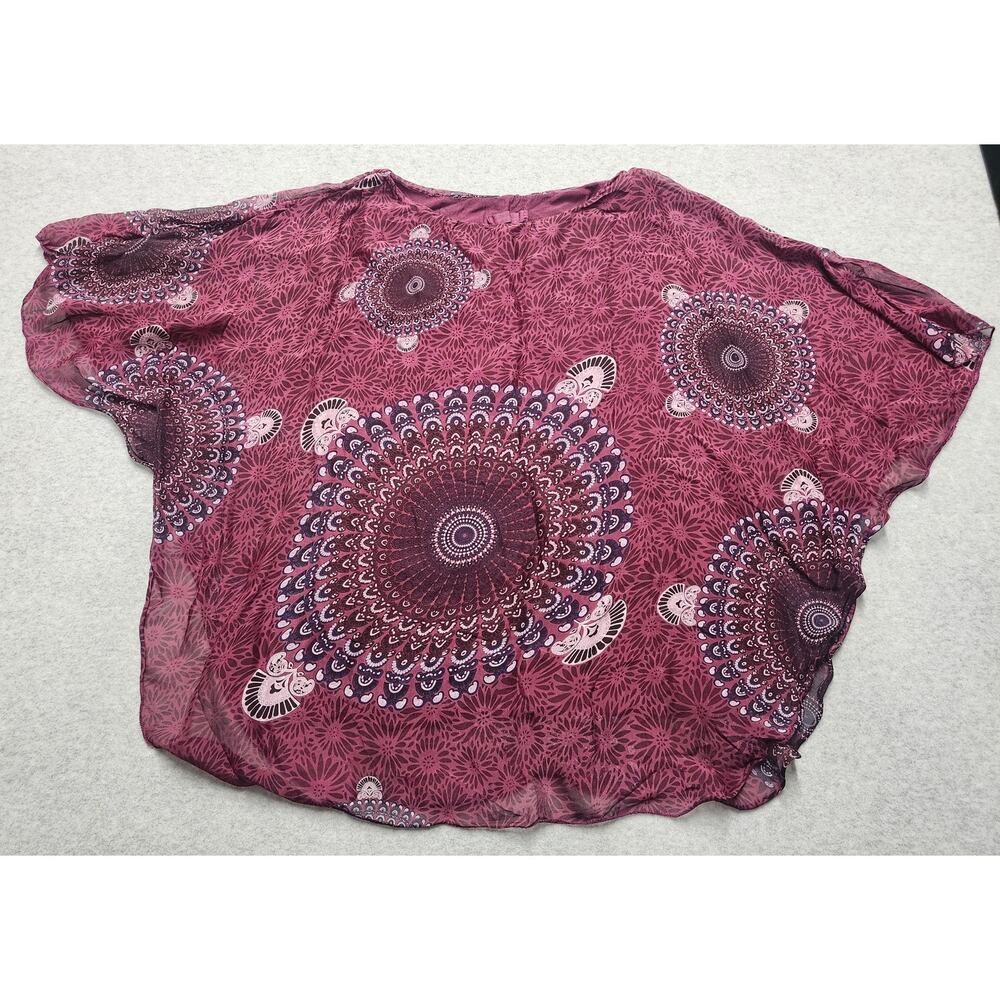 Catwalk Studio Made In Italy Boho Batwing Top Womens Sheer Overlay Blouse